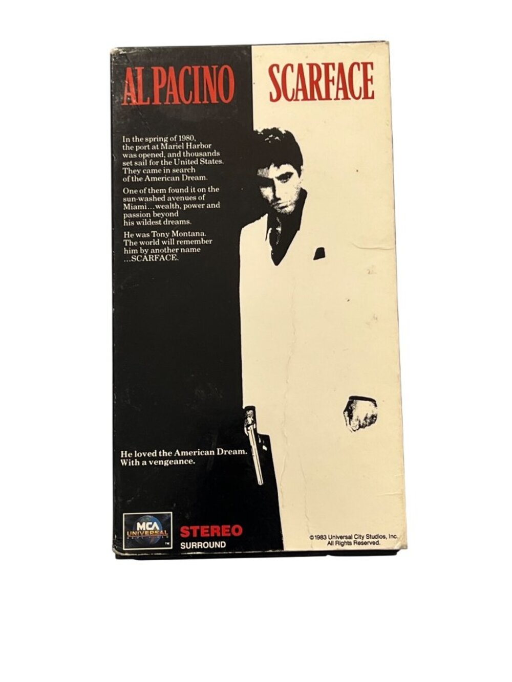 Scarface 1983 VHS Al Pacino Crime Oliver Stone Vintage Movie Pre-Owned
